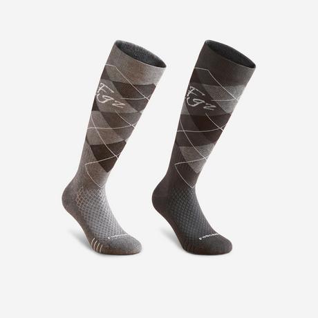 FOUGANZA Chaussettes en coton Argyle lot de 2  