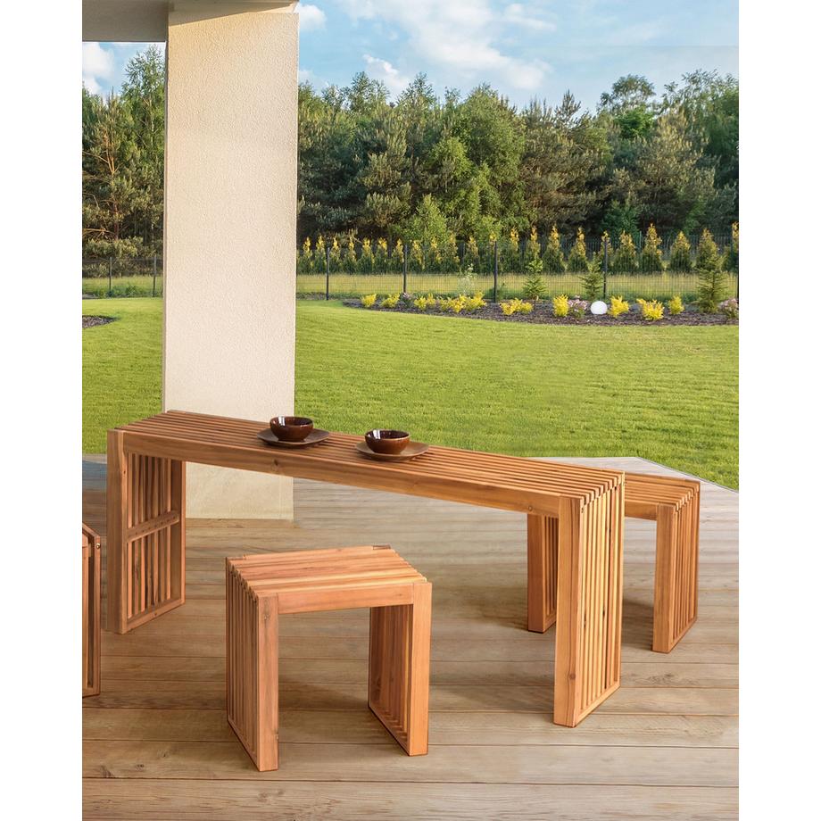 Beliani Gartenhocker 3er Set aus Akazienholz Rustikal BELLANO  