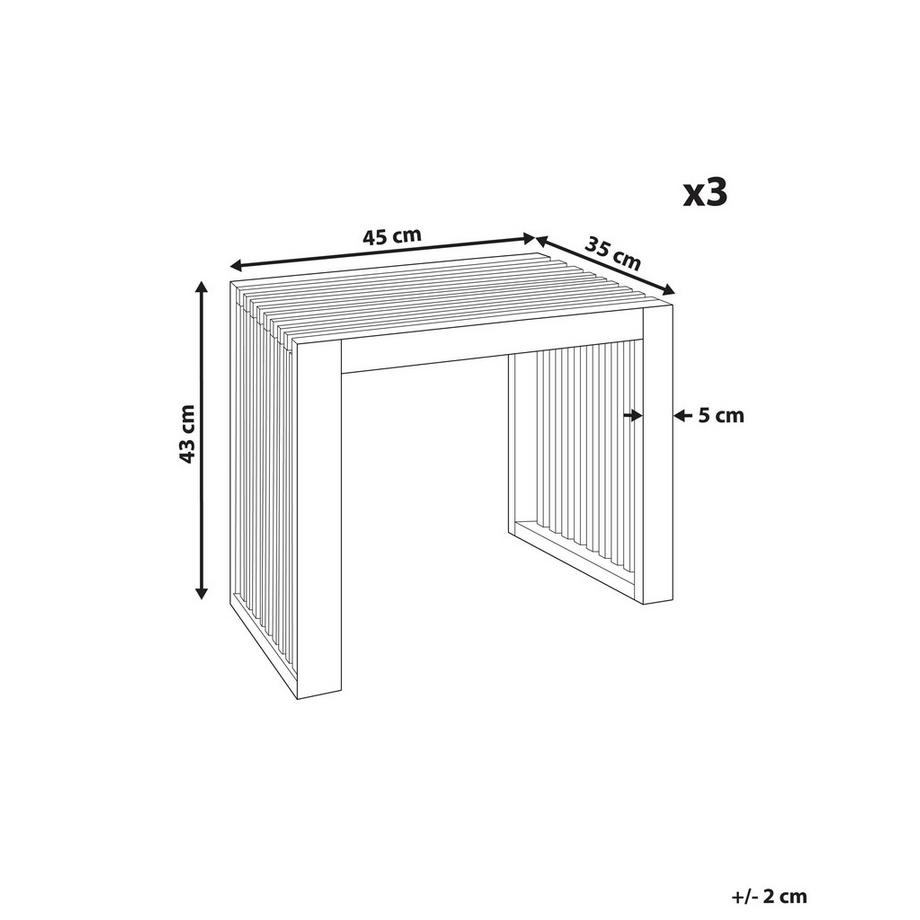Beliani Gartenhocker 3er Set aus Akazienholz Rustikal BELLANO  