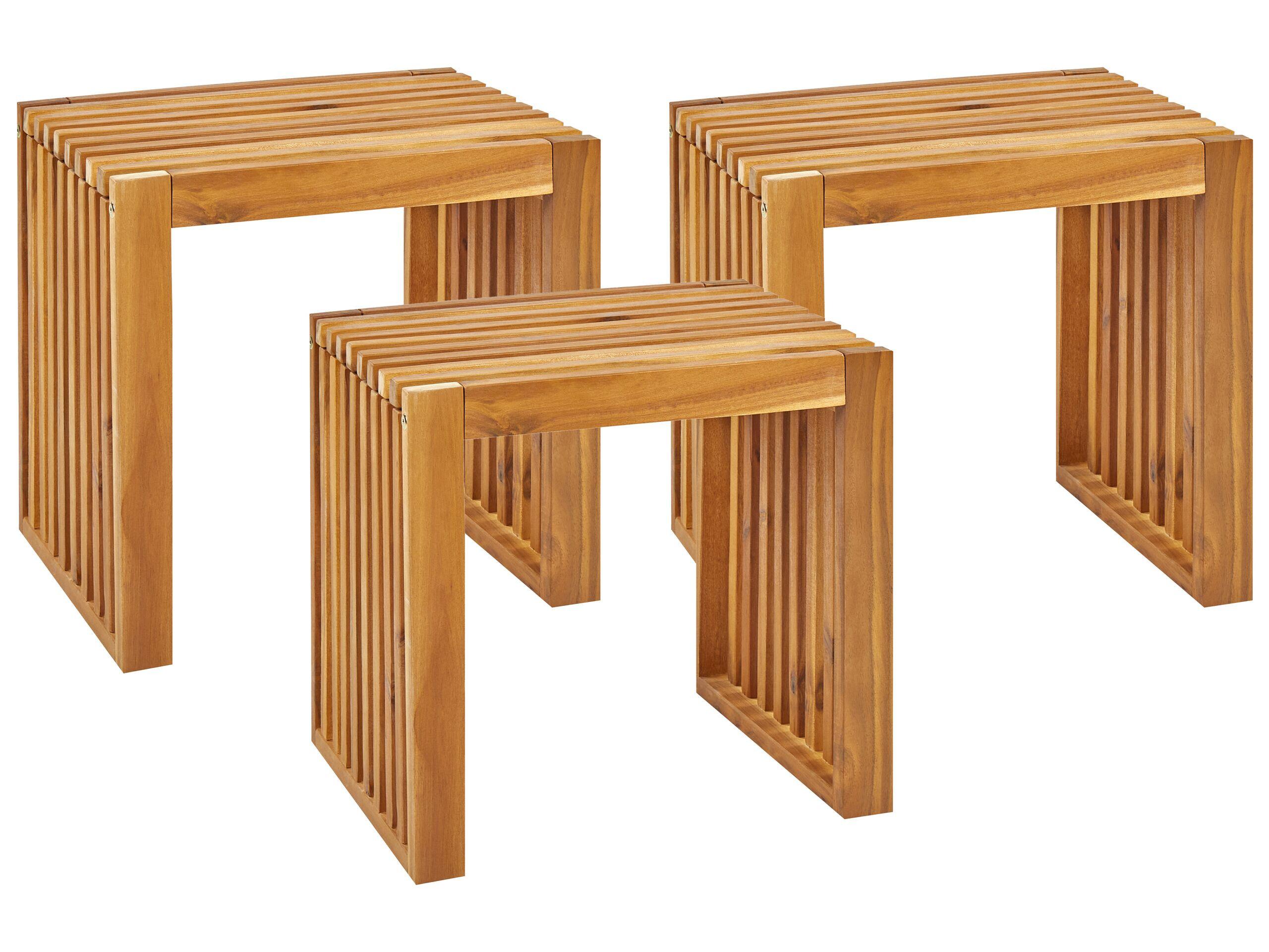 Beliani Lot de 3 tabourets en Acacia Rustique BELLANO  