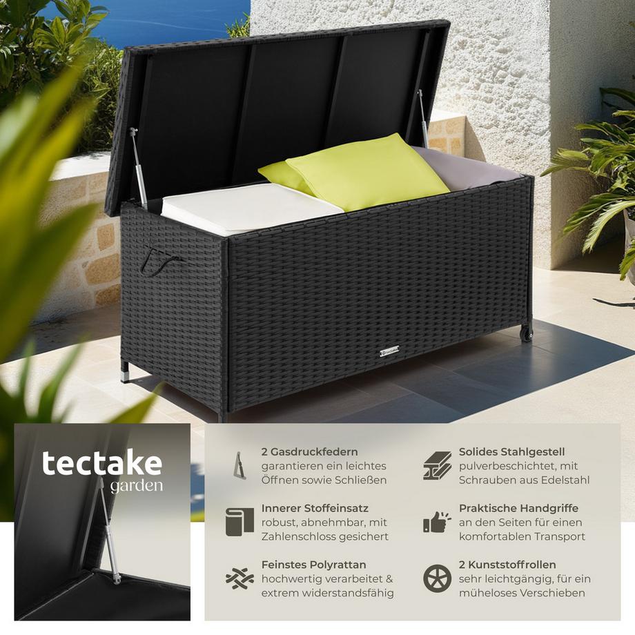 Tectake Box contenitore  Kiruna 270 l, con intreccio in rattan  