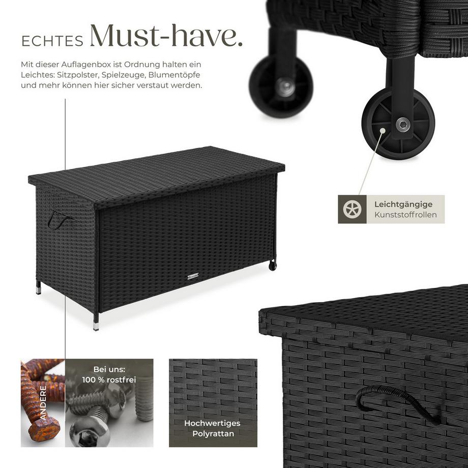 Tectake Box contenitore  Kiruna 270 l, con intreccio in rattan  