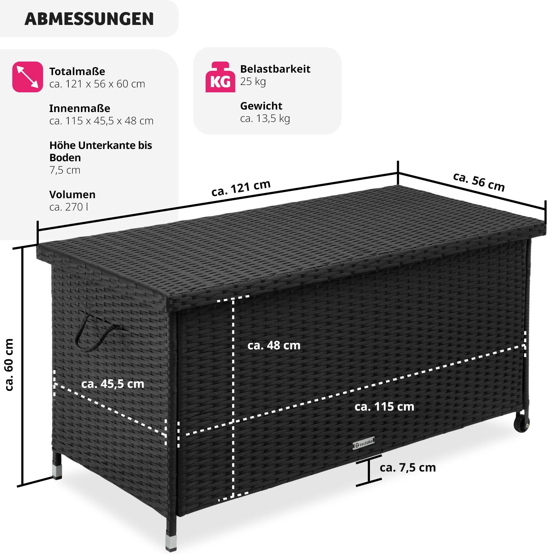 Tectake Auflagenbox Kiruna mit Kunststoffgeflecht  