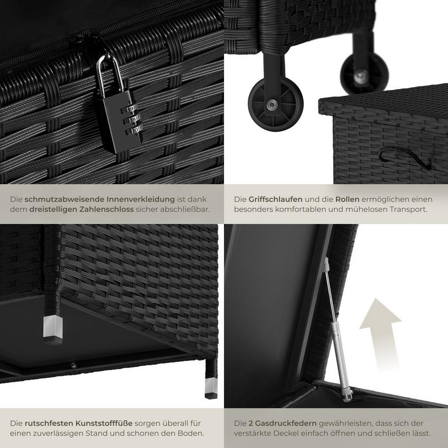 Tectake Box contenitore  Kiruna 270 l, con intreccio in rattan  