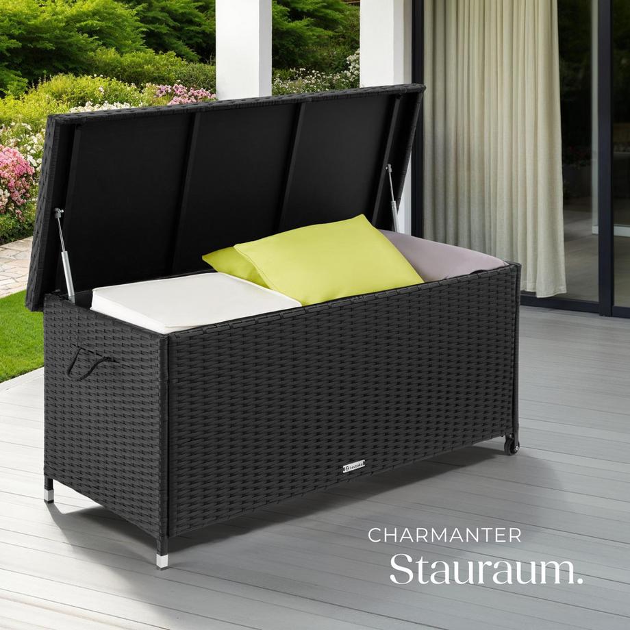 Tectake Box contenitore  Kiruna 270 l, con intreccio in rattan  