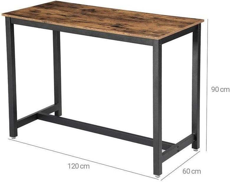 Pricenet Bartisch aus Holz und Stahl 120 x 60 x 90 cm, Tisch Traglast 100 kg  