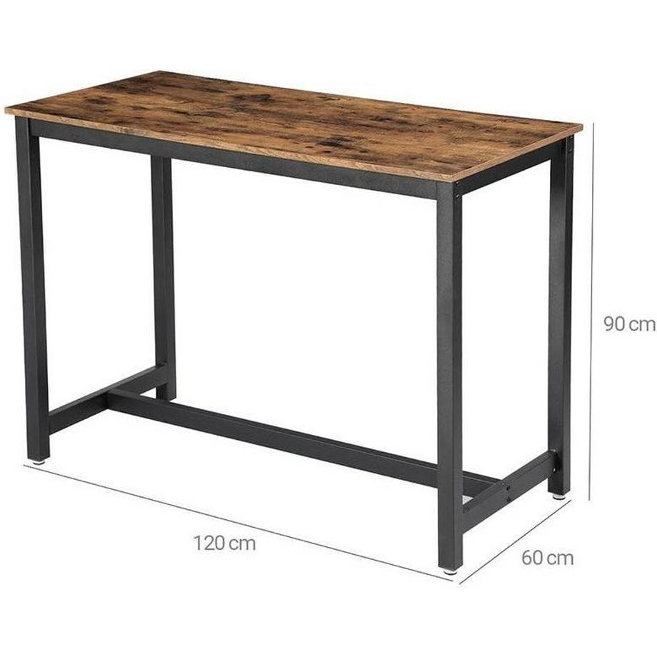 Pricenet Bartisch aus Holz und Stahl 120 x 60 x 90 cm, Tisch Traglast 100 kg  