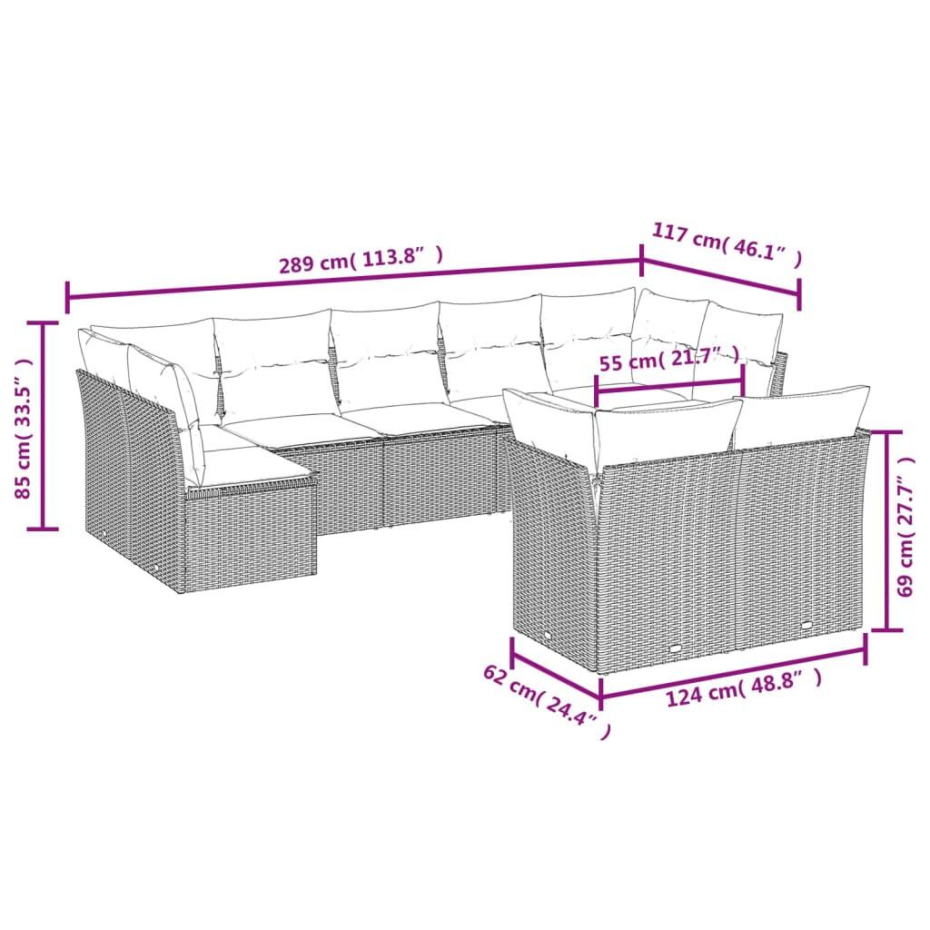 VidaXL Ensemble de canapés de jardin rotin synthétique  