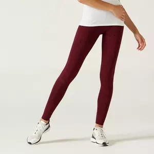 Leggings Fit+ aus Baumwolle Fitness Damen bordeaux bedruckt