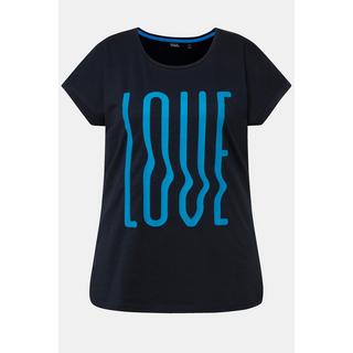 Ulla Popken  T-shirt dal taglio oversize con LOVE, scollo a girocollo e mezze maniche 