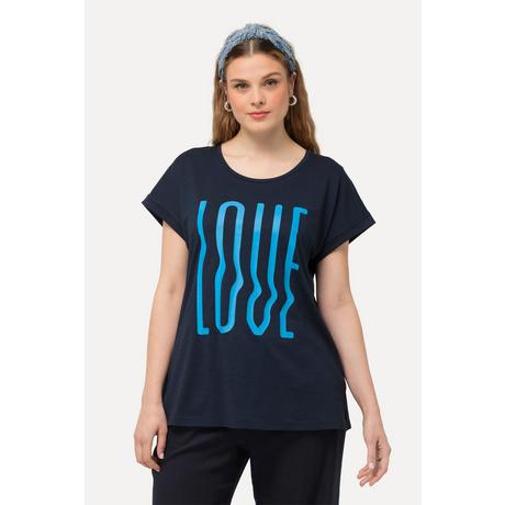 Ulla Popken  T-shirt dal taglio oversize con LOVE, scollo a girocollo e mezze maniche 