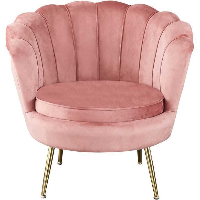 mutoni Fauteuil coquillage velours rose  