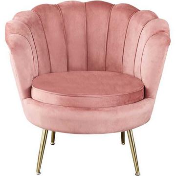 Fauteuil coquillage velours rose