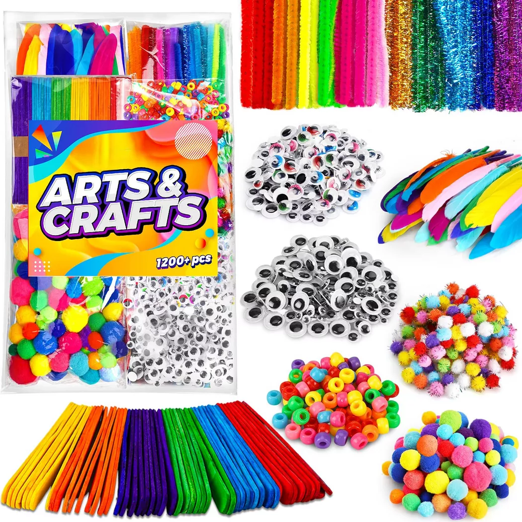 Activity-board - Bastelmaterial zum Basteln Material zum Basteln mit Papier, Moosgummi, Pfeifenreinigern, Wackelaugen, Pompons, Knöpfen, One Size, Multicolor