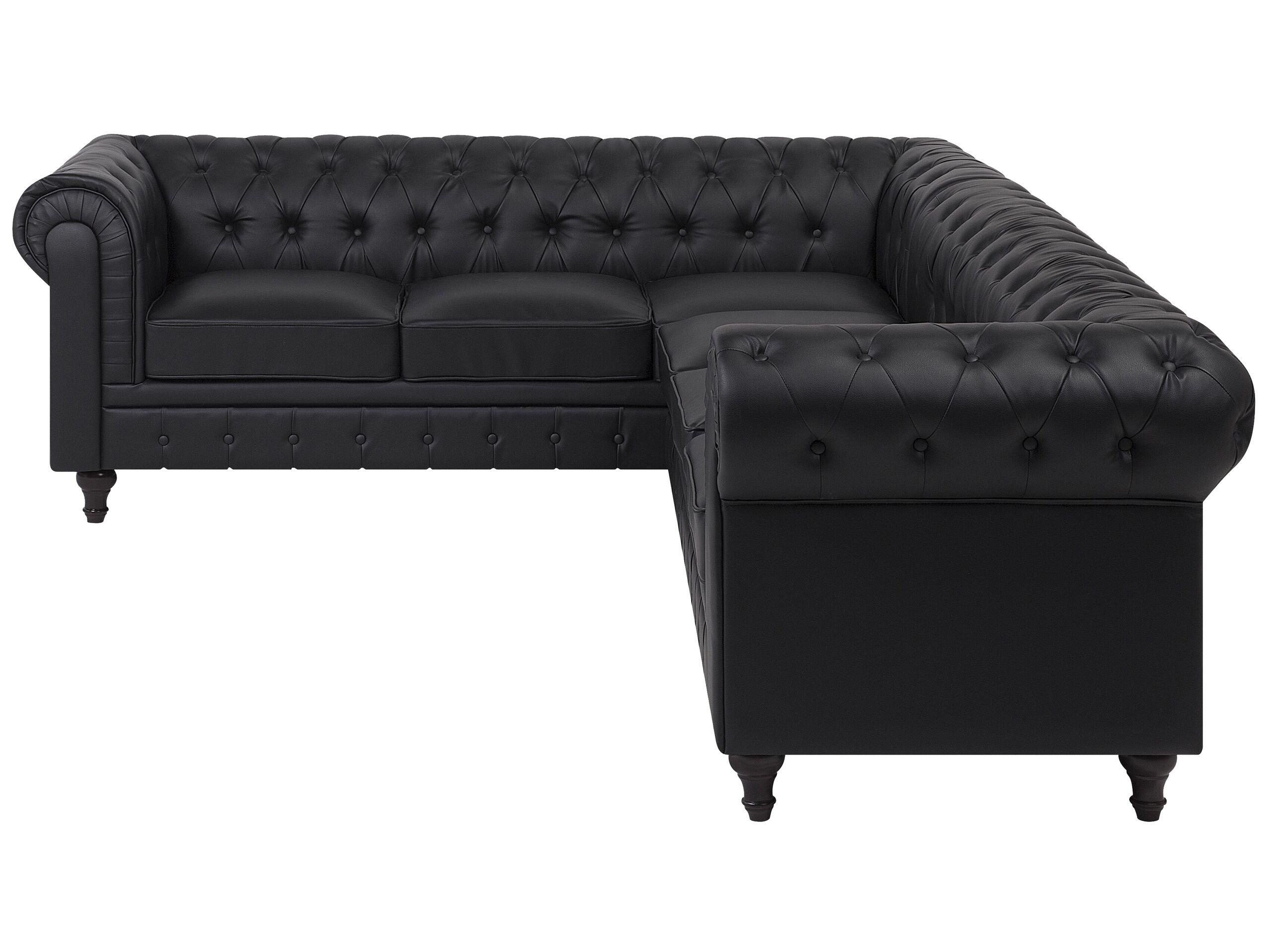 Beliani Divano angolare versione destra en Pelle sintetica Glamour CHESTERFIELD  