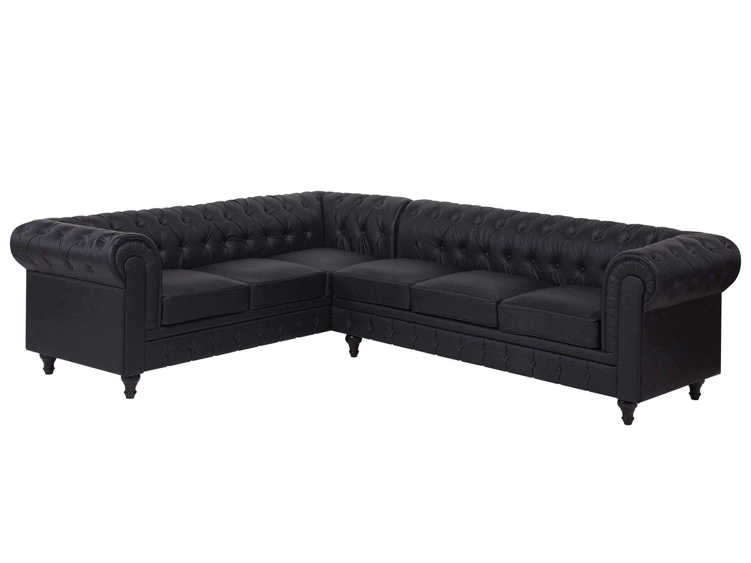 Beliani Canapé d'angle côté droit en Cuir PU Glamour CHESTERFIELD  