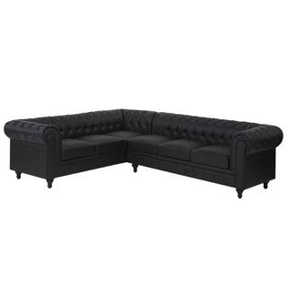 Beliani Canapé d'angle côté droit en Cuir PU Glamour CHESTERFIELD  