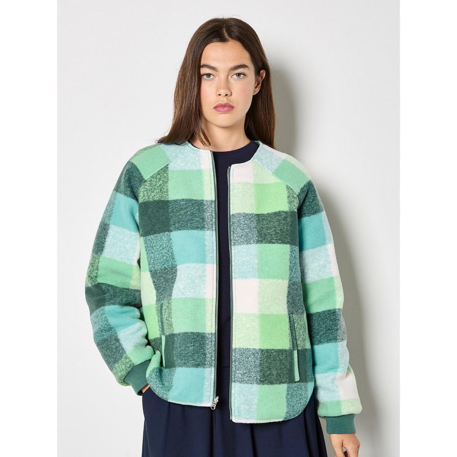 Wendbare Steppjacke aus kariertem Fleece