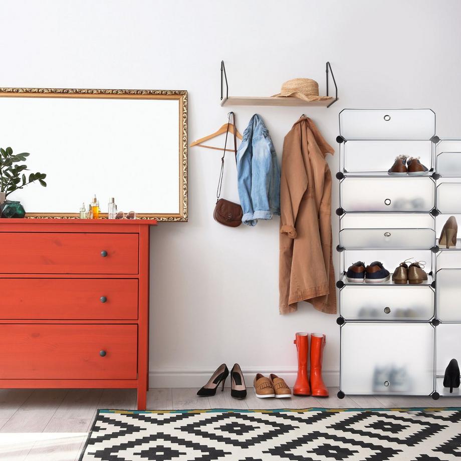 B2X Scaffale portascarpe in plastica con 12 scomparti  