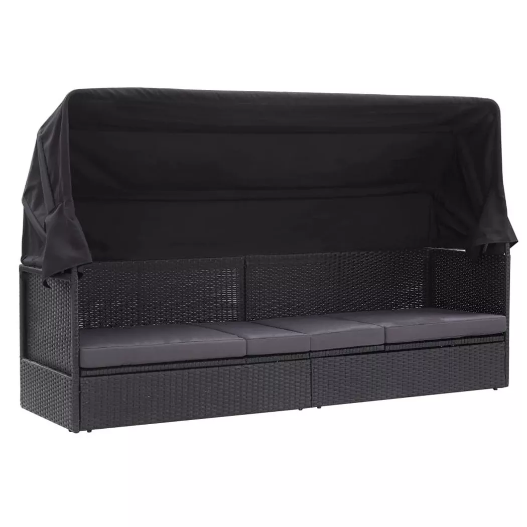 VidaXL - lettino prendisole Polirattan, One Size, Nero