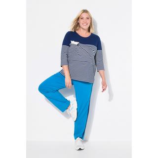 Ulla Popken  Pantalon de jogging, jambe droite. Bande colorée sur les côtés. Cordon de serrage à la taille. 