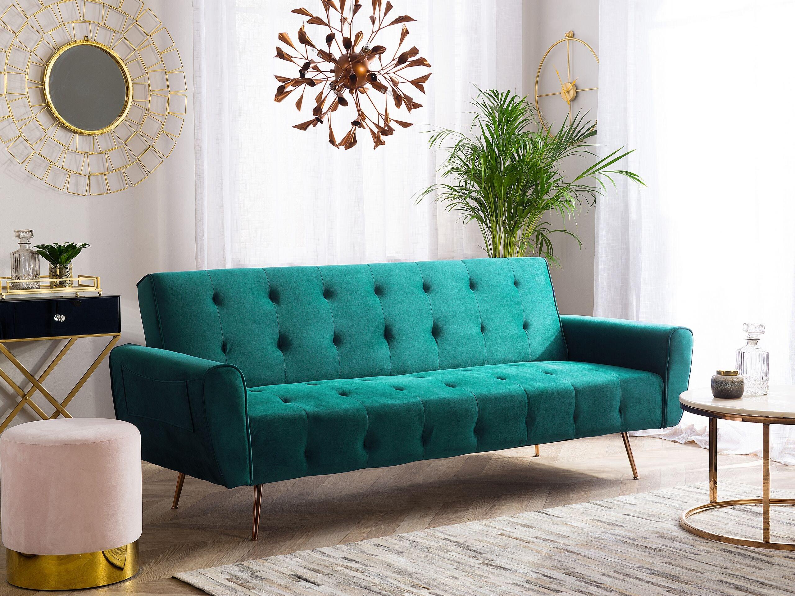 Beliani Schlafsofa aus Samtstoff Modern SELNES  