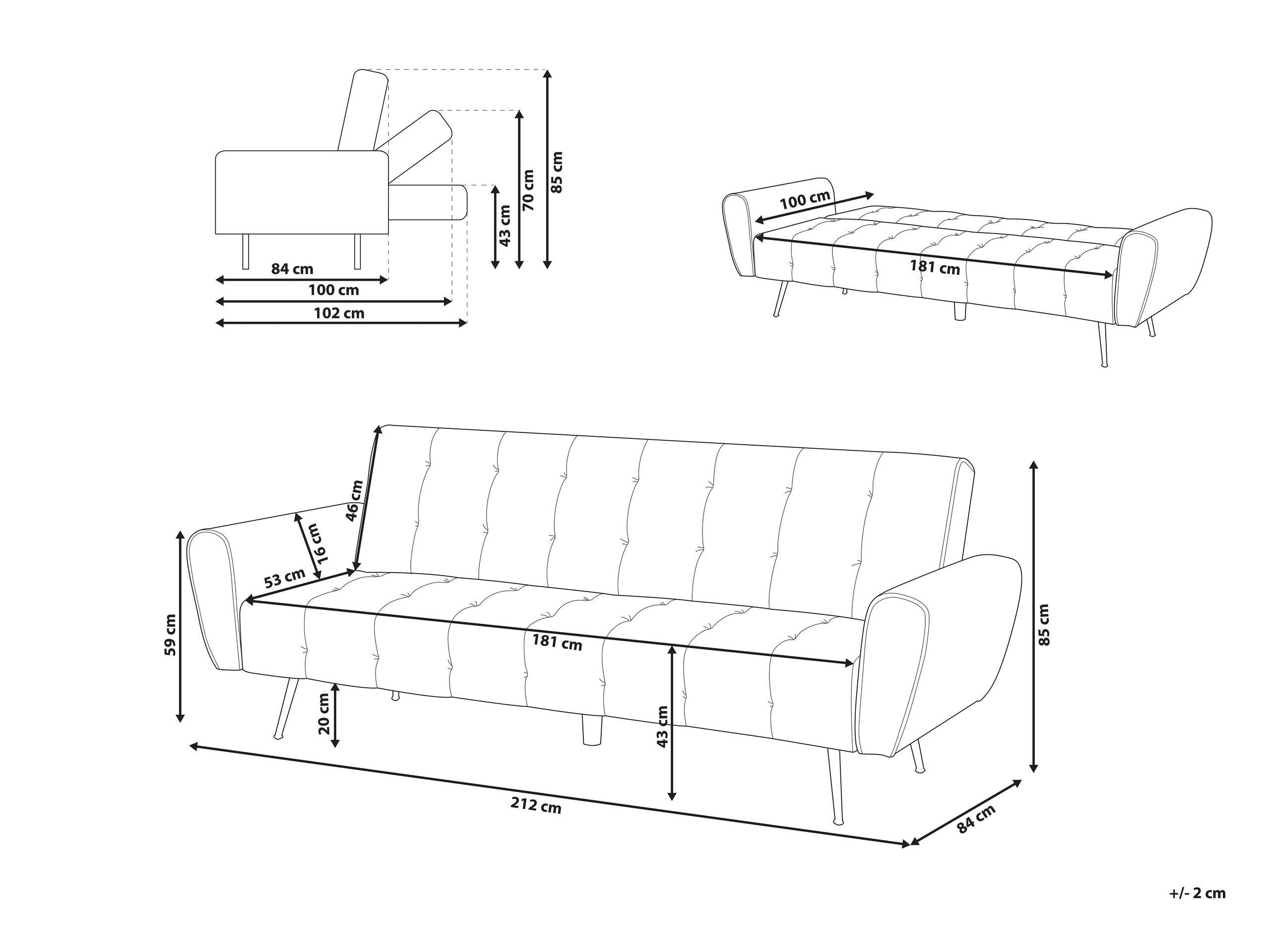 Beliani Schlafsofa aus Samtstoff Glamourös SELNES  