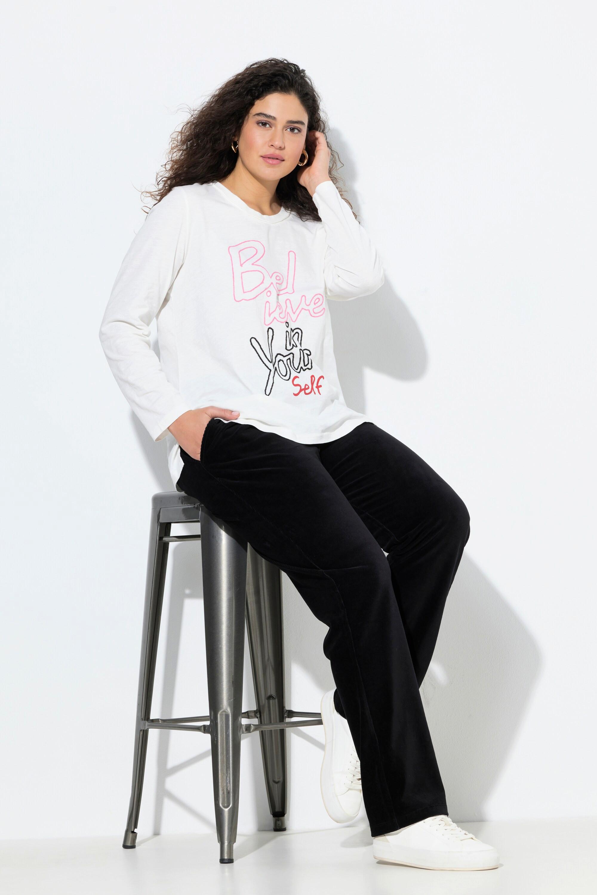 Ulla Popken Ruby Pantalon en velours côtelé jambe droite taille élastique  