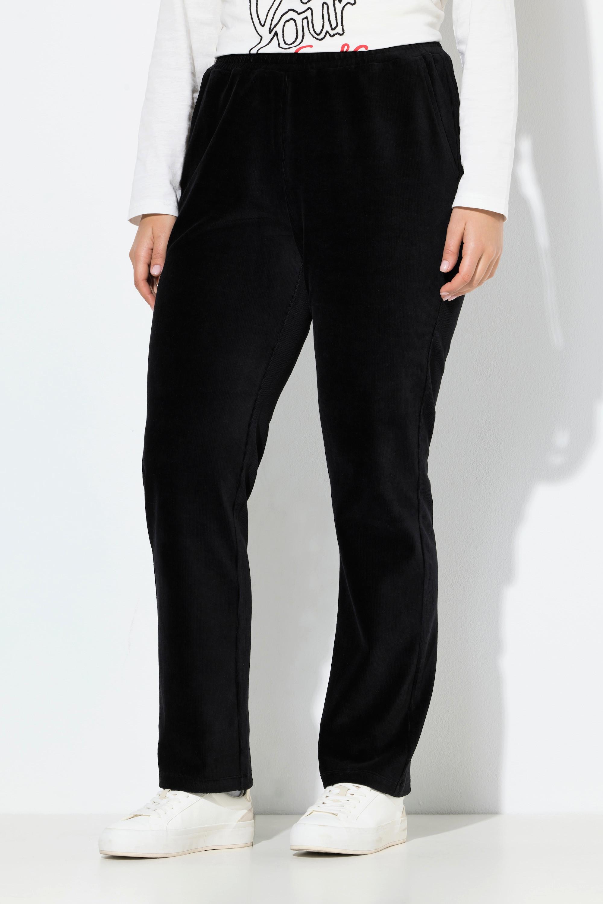 Ulla Popken Ruby Pantalon en velours côtelé jambe droite taille élastique  