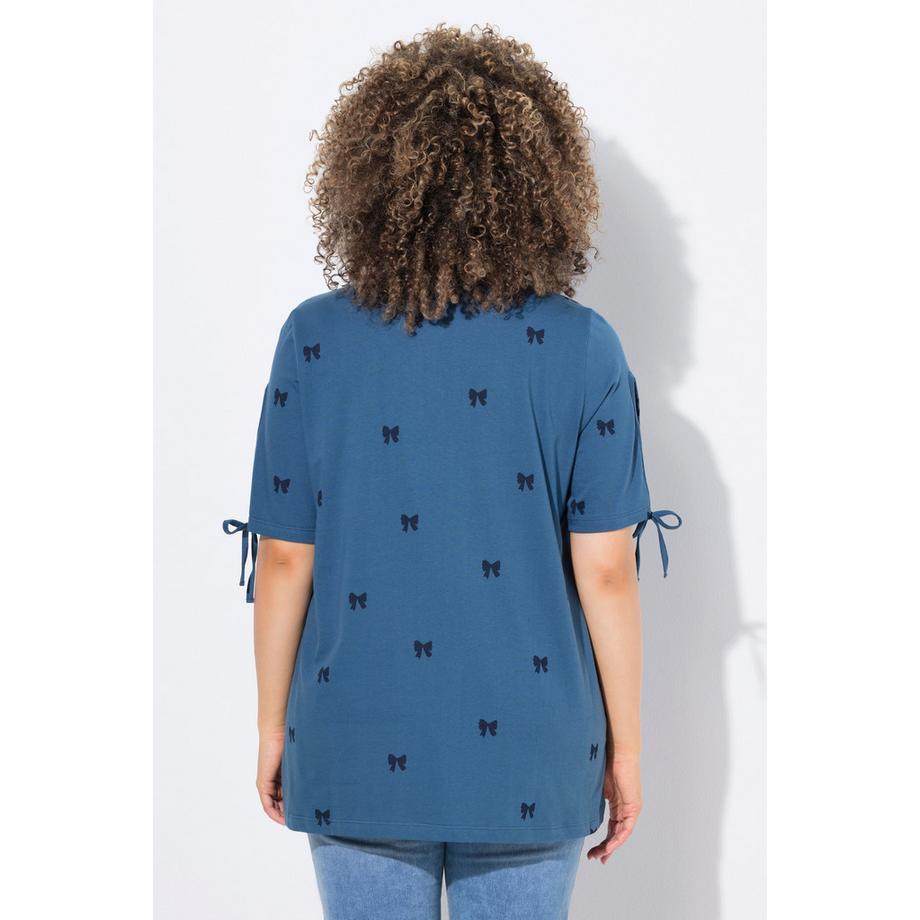 Ulla Popken T-shirt Fiocco Taglio Svasato Scollatura a V Mezze Maniche  