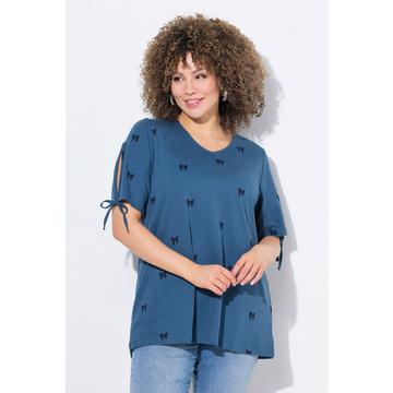 T-shirt dal taglio svasato con fiocco, scollo a V e mezze maniche