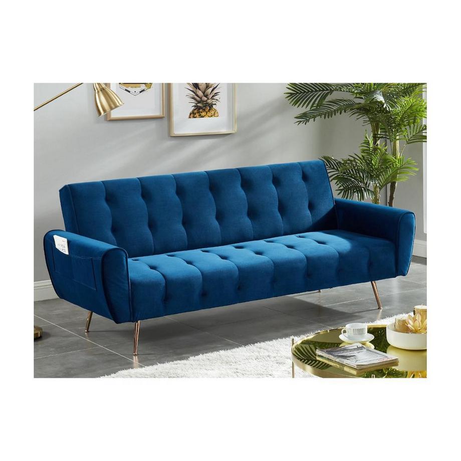 Vente-unique Canapé 3 places conible clicclac en velours POLANI  