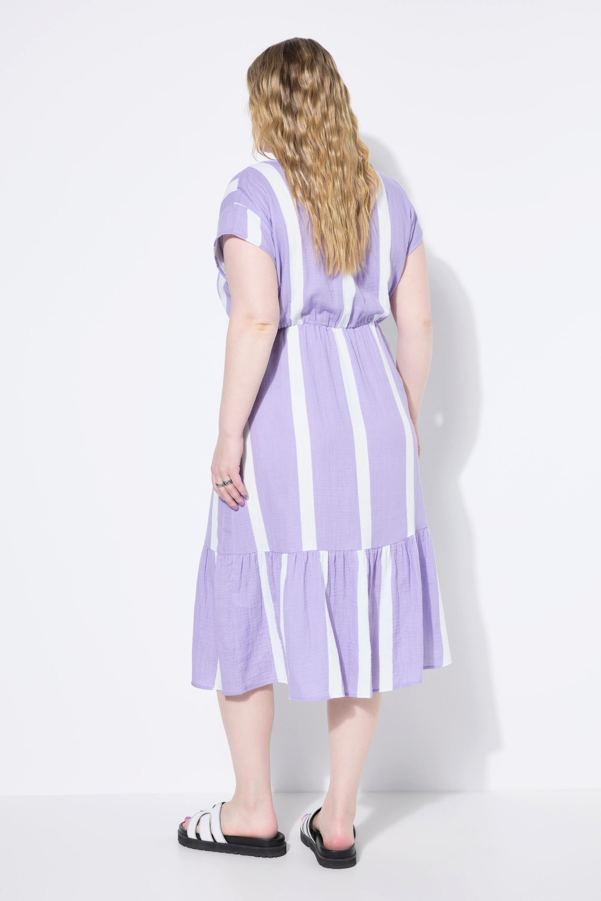 Studio Untold Midi A-Linien Musselin Streifen Kleid  