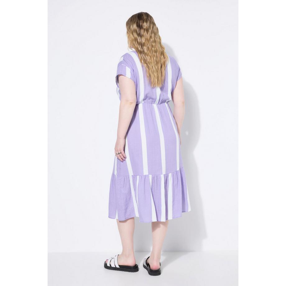 Studio Untold Robe Midi Mousseline Rayée Coupe Évasée  