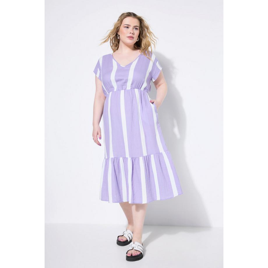 Studio Untold Robe Midi Mousseline Rayée Coupe Évasée  