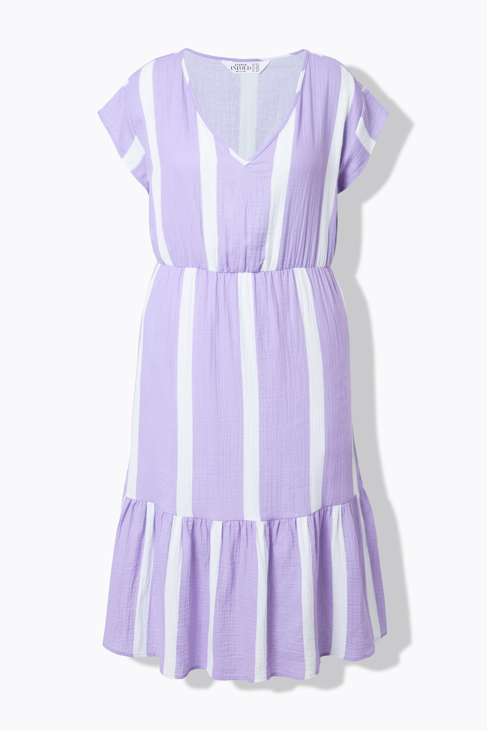 Studio Untold Midi A-Linien Musselin Streifen Kleid  