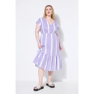 Studio Untold Midi A-Linien Musselin Streifen Kleid  