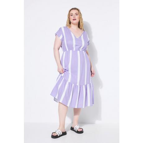 Studio Untold Midi A-Linien Musselin Streifen Kleid  