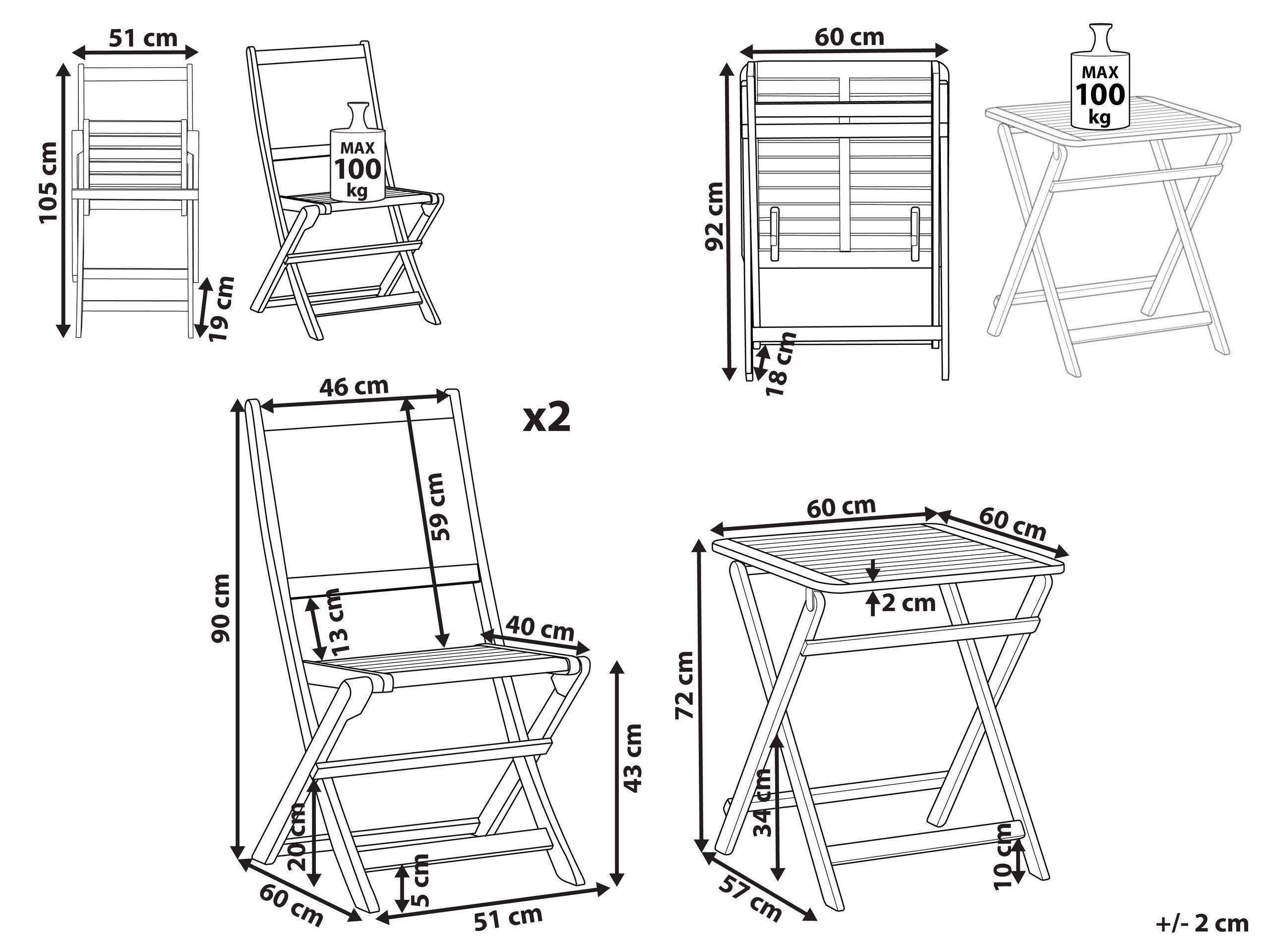 Beliani Set bistrot en Legno d'acacia certificato FSC® Classico PARAGGI  