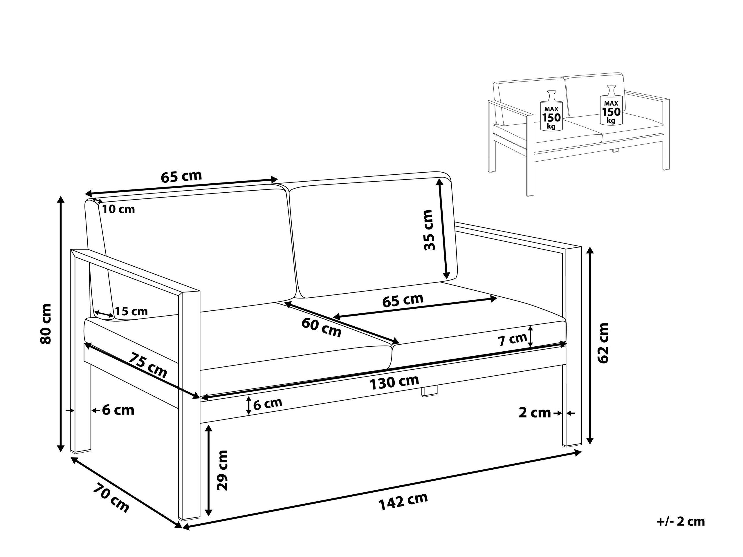 Beliani Banc de jardin en Aluminium Industriel SALERNO  