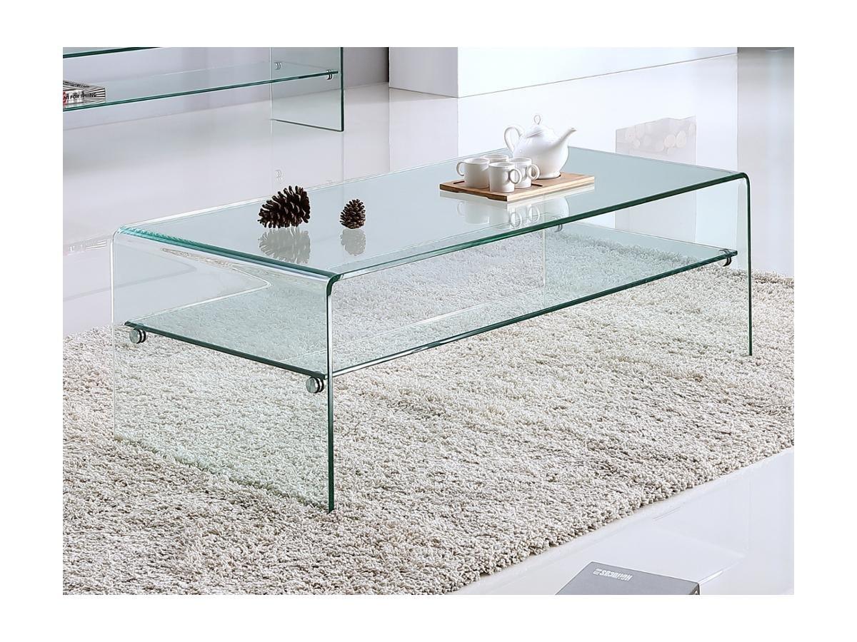 Vente-unique Sparset Couchtisch + TVMöbel Glas STILEOS  