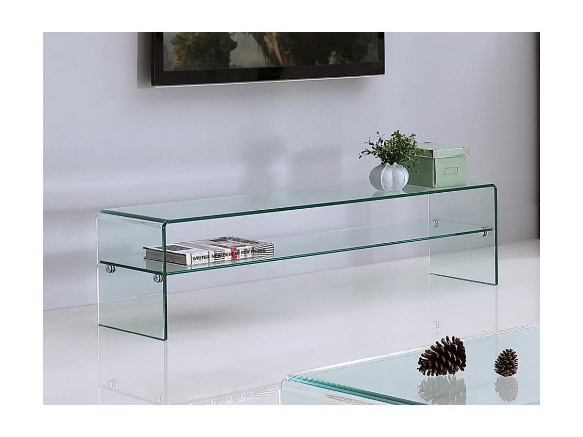 Vente-unique Sparset Couchtisch + TVMöbel Glas STILEOS  