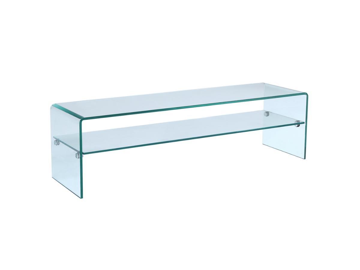 Vente-unique Set Soggiorno di desing STILEOS Tavolino + Mobile TV Vetro temperato  