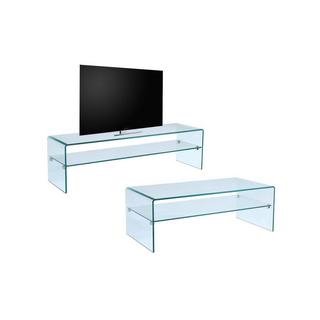 Vente-unique Sparset Couchtisch + TVMöbel Glas STILEOS  