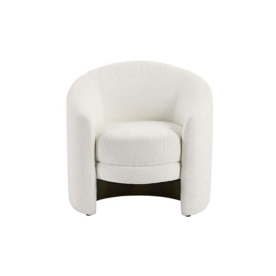 Vente-unique Fauteuil arrondi en tissu bouclette blanc RUOTO  