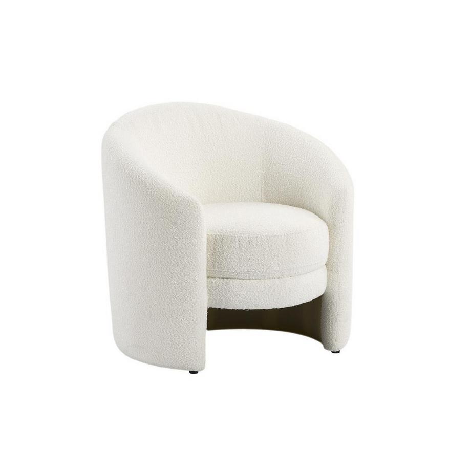 Vente-unique Fauteuil arrondi en tissu bouclette blanc RUOTO  
