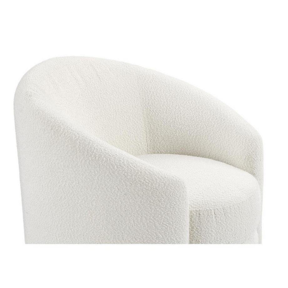 Vente-unique Fauteuil arrondi en tissu bouclette blanc RUOTO  