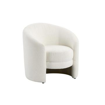 Fauteuil arrondi en tissu bouclette blanc RUOTO