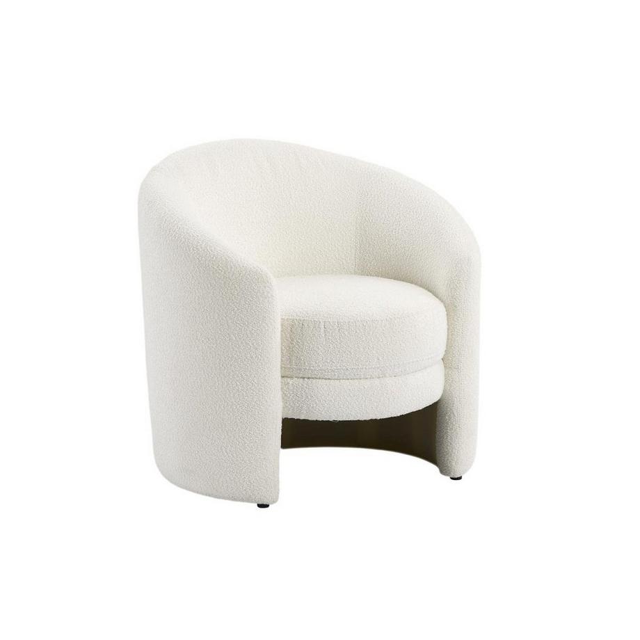 Vente-unique Fauteuil arrondi en tissu bouclette blanc RUOTO  