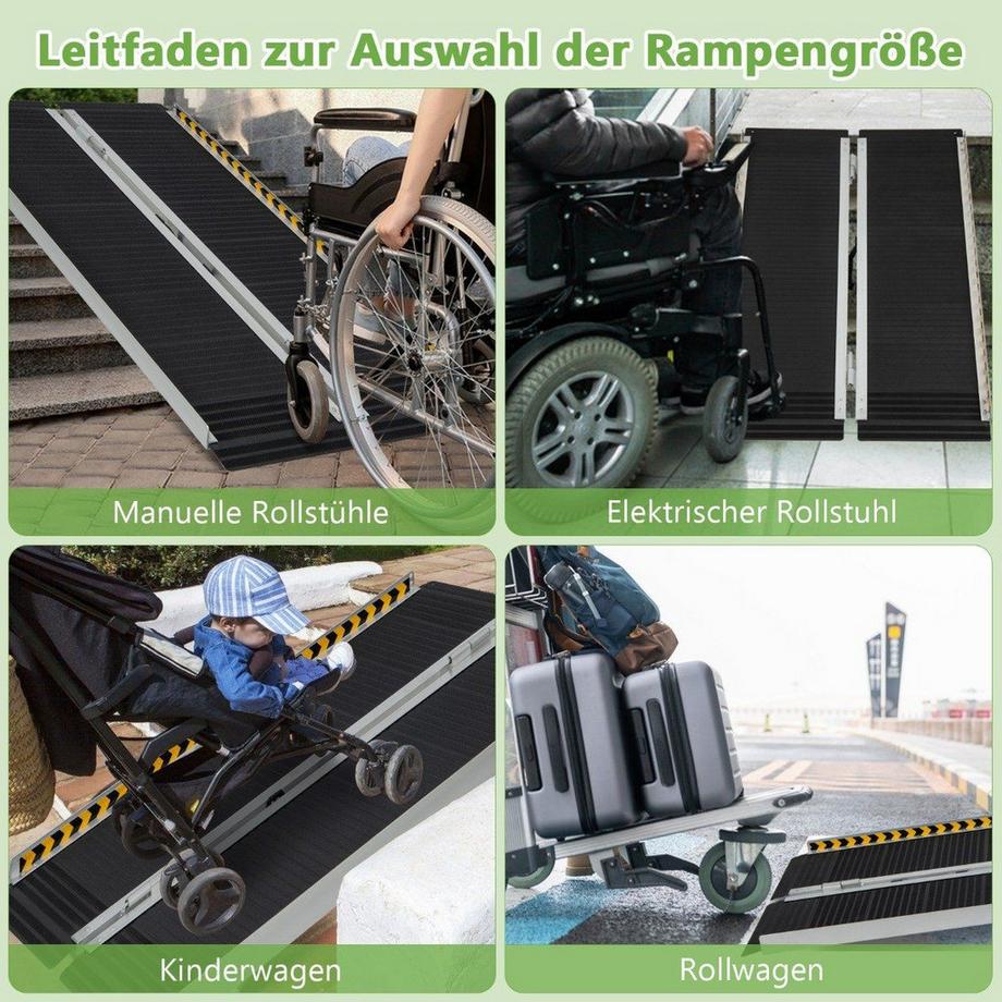 Northio Rampa per sedia a rotelle 122 x 74 cm, rampa pieghevole portatile e antiscivolo, portata fino a 272 kg, alluminio  